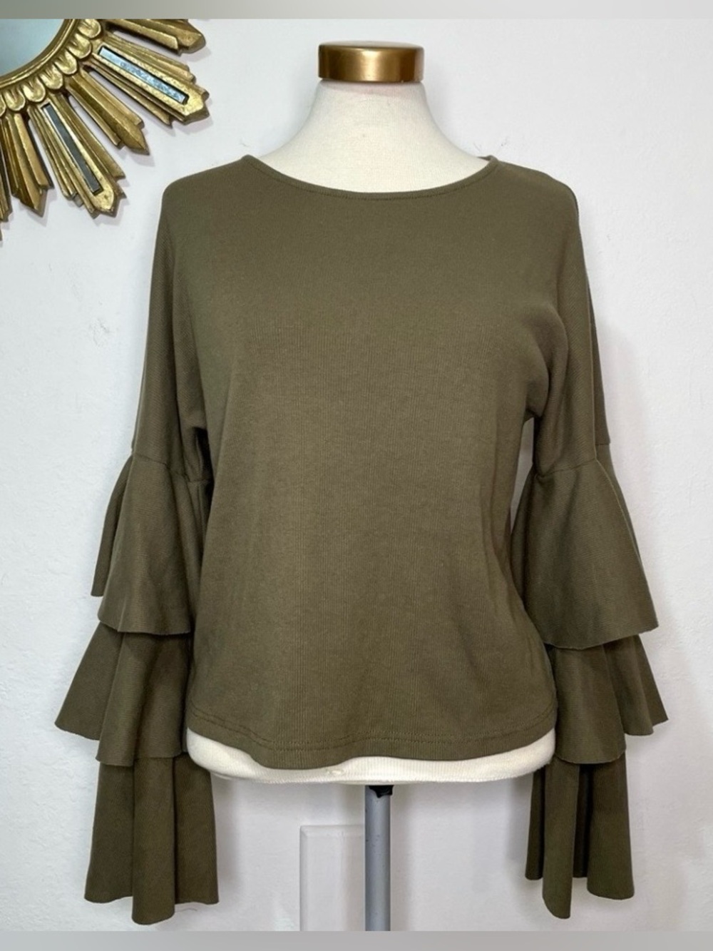 Lucy Wang Ruffle Tiered Long Sleeve Top